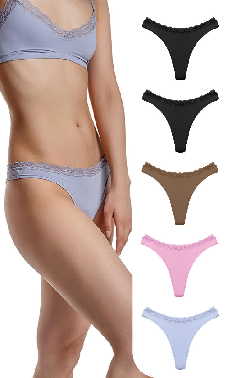 Lace Dipped Thong Liner 5-Pack