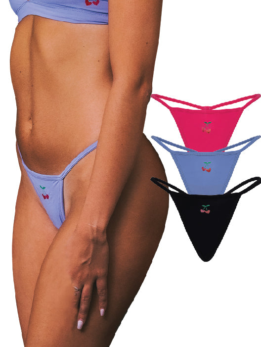 3-PACK Leakproof String Thong Liner - Onyx, Cheeky Pink, Lila