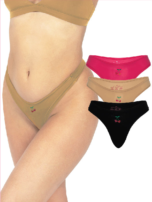 3-PACK Leakproof Dipped Thong Liner - Sienna, Onyx, Cheeky Pink